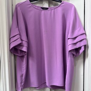 Lilac Crepe tiered sleeve blouse